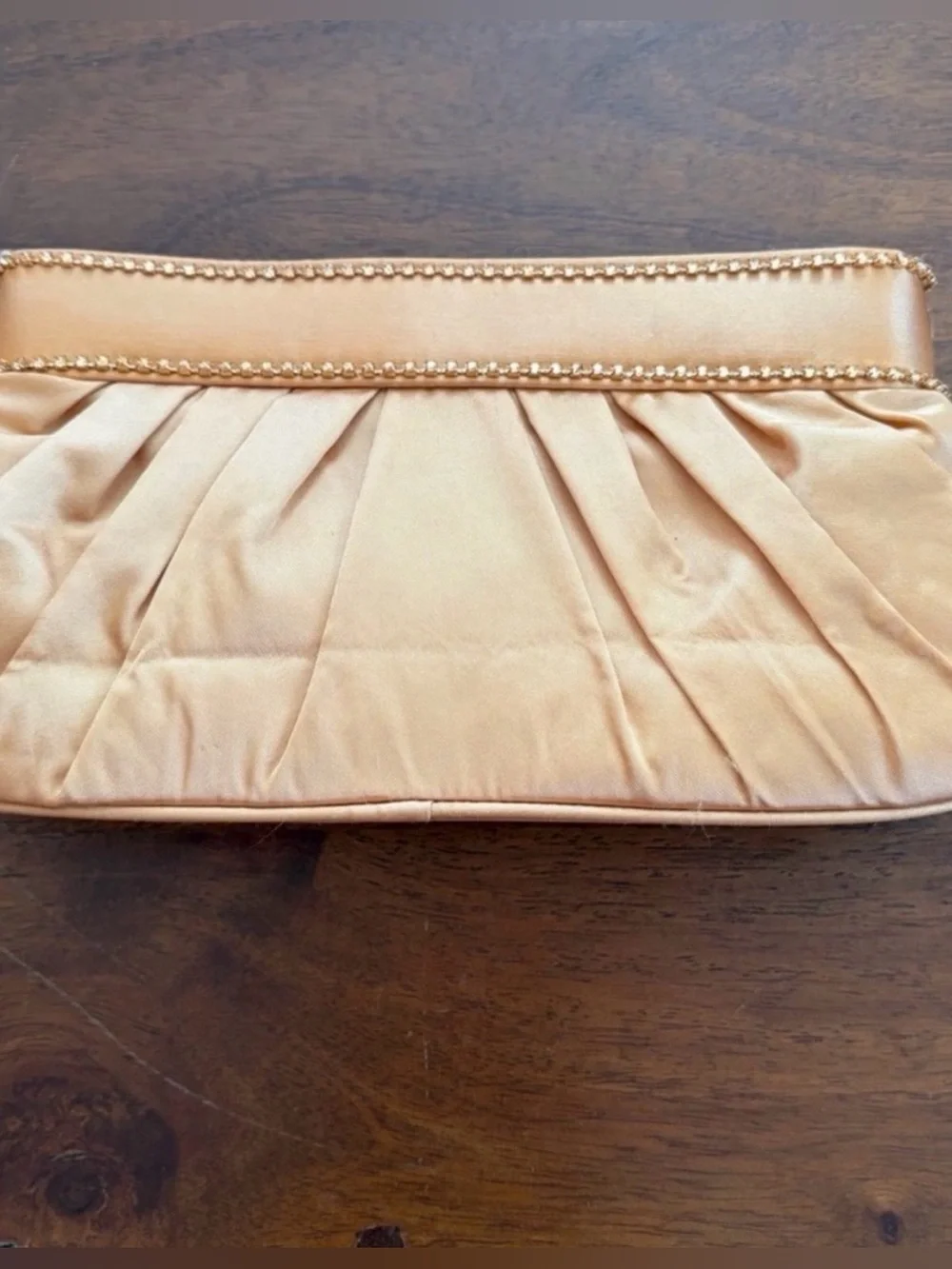 Elegant Satin Pleated Clutch - Champagne/Copper